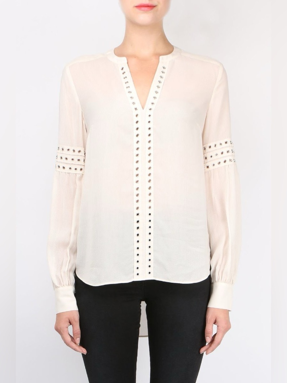 Veronica Beard Willa Eyelet Trim Blouse size 6 soft blush colour